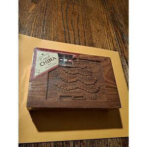 Hand-Picked Teas of China Plantation Sealed Carved Wood Asian Oriental Box